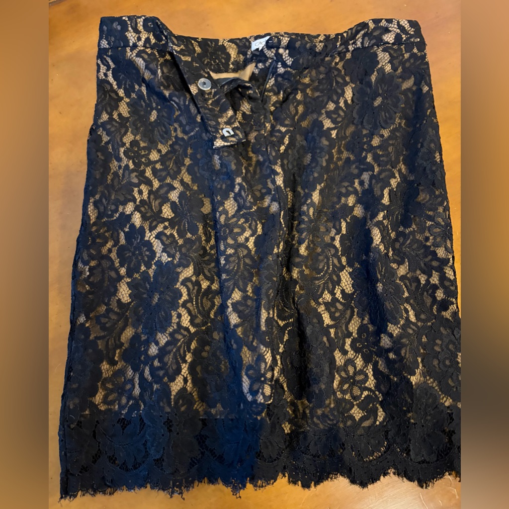 Cache Black Lace Midi Skirt